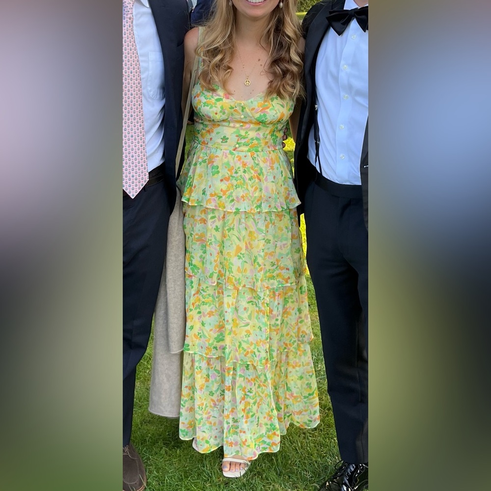 Midsummer Floral Tiered Maxi Dress - ASTR The Label - Green - Small